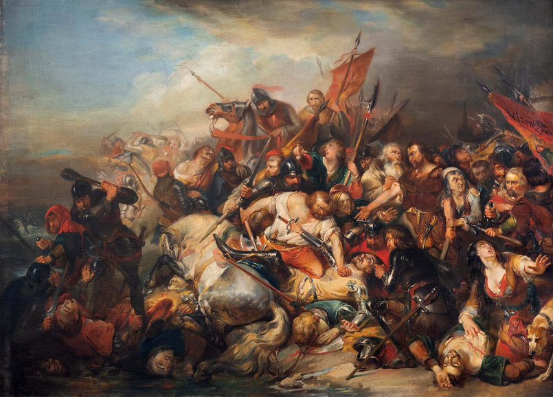 <p>Nicaise de Keyser, <em>De Slag der Gulden Sporen</em>, 1836. (Stedelijke Musea Kortrijk)</p>