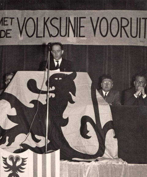 Toespraak van Frans van der Elst op het eerste VU-partijcongres in Gent, 24 april 1955. (ADVN, VFE85/10)