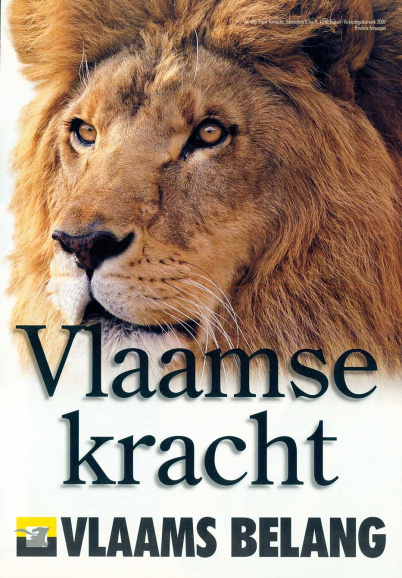 Na de veroordeling voor racisme veranderde het Vlaams Blok zijn naam in Vlaams Belang. Affiche voor de federale verkiezingen van 2007. (ADVN, DA672/18)