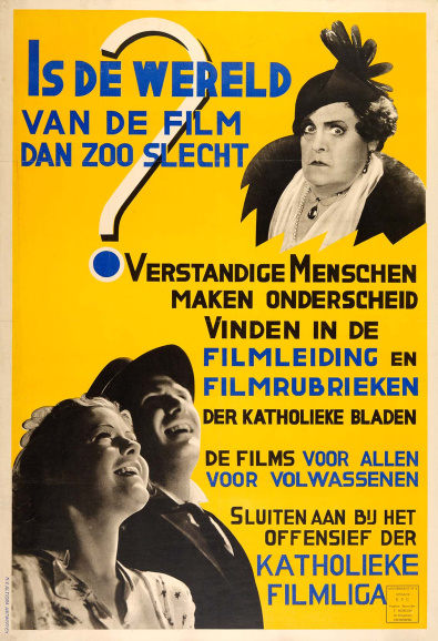 Affiche van de Katholieke Filmliga, ca. 1935. (Universiteitsbibliotheek Gent)
