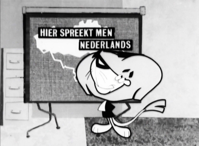 <p>Eindgeneriek van het programma <em>Hier spreekt men Nederlands</em>, 30 januari 1960. (Archief VRT)</p>