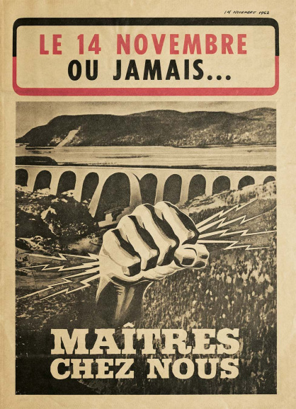 De ‘Maître chez nous’-campagne van de Liberale partij in de Franstalige Canadese provincie Quebec, 14 november 1962. (Bibliothèque et Archives nationales du Québec)