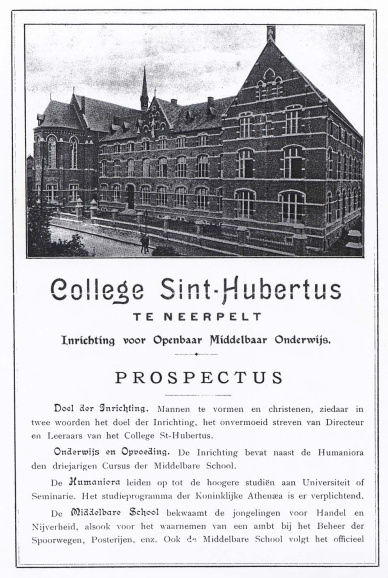 Het in 1910 opgerichtte Sint-Hubertuscollege in Neerpelt was een van de eerste volledig Nederlandstalige colleges van het land. (Archief College Sint-Hubertus)