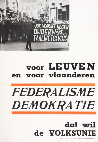 Affiche van de Volksunie naar aanleiding van de federale verkiezingen van 1965. (ADVN, VAFB000324)