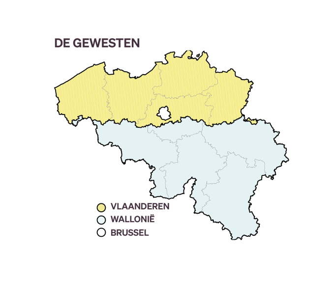 De Gewesten. (Kaart Vlaams Parlement)