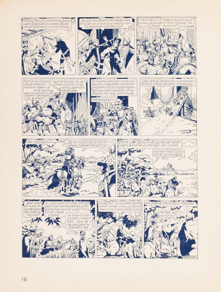 <p>Pagina uit de strip <em>De Leeuw van Vlaanderen</em> (1952) van Bob De Moor.</p>