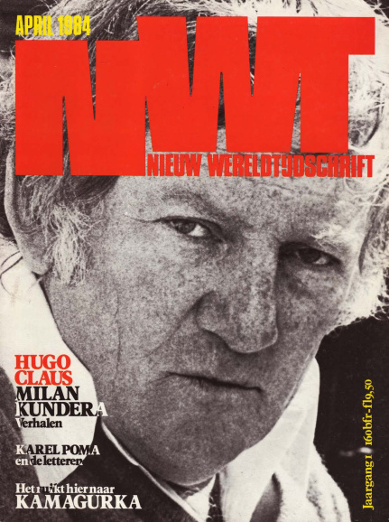 <p>De namen van Hugo Claus en Milan Kundera prijkten samen op het omslag van het eerste nummer van het <em>Nieuw Wereldtijdschrift</em>, april 1984.</p>