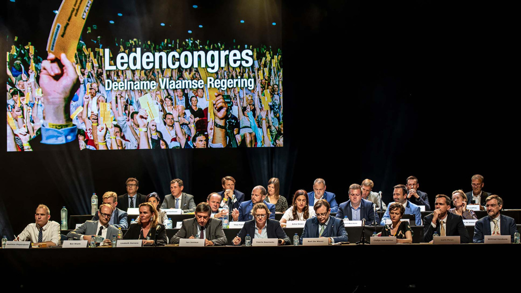 Goedkeuring van het Vlaamse regeerakkoord en de Vlaamse regeringsdeelname op het N-VA-ledencongres, 2 oktober 2019. Foto Emmanuel de Prycker.