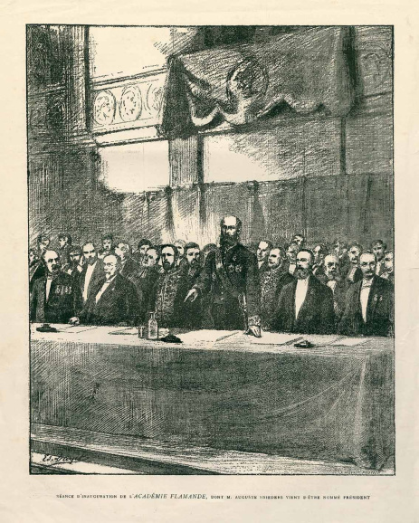 Oprichtingszitting van de Koninklijke Vlaamse Academie voor Taal- en Letterkunde, 8 juli 1886. (ADVN, VPB27)